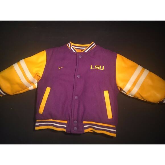 Nike LSU Reversible Wool Jacket Coat Size 3T Nylon Tigers Purple Yellow - Picture 1 of 1